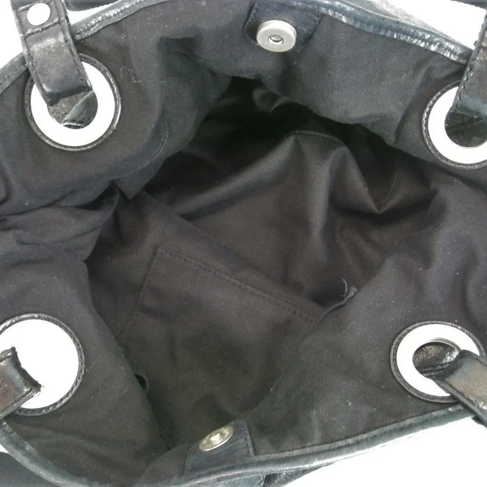 ❤ Fossil Black Studded leather Hathaway Long Live Vintage 1954 large hobo bag ❤